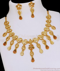 Beautiful Heart Design Forming Gold Necklace Enamel Pattern Shop Online NCKN4254