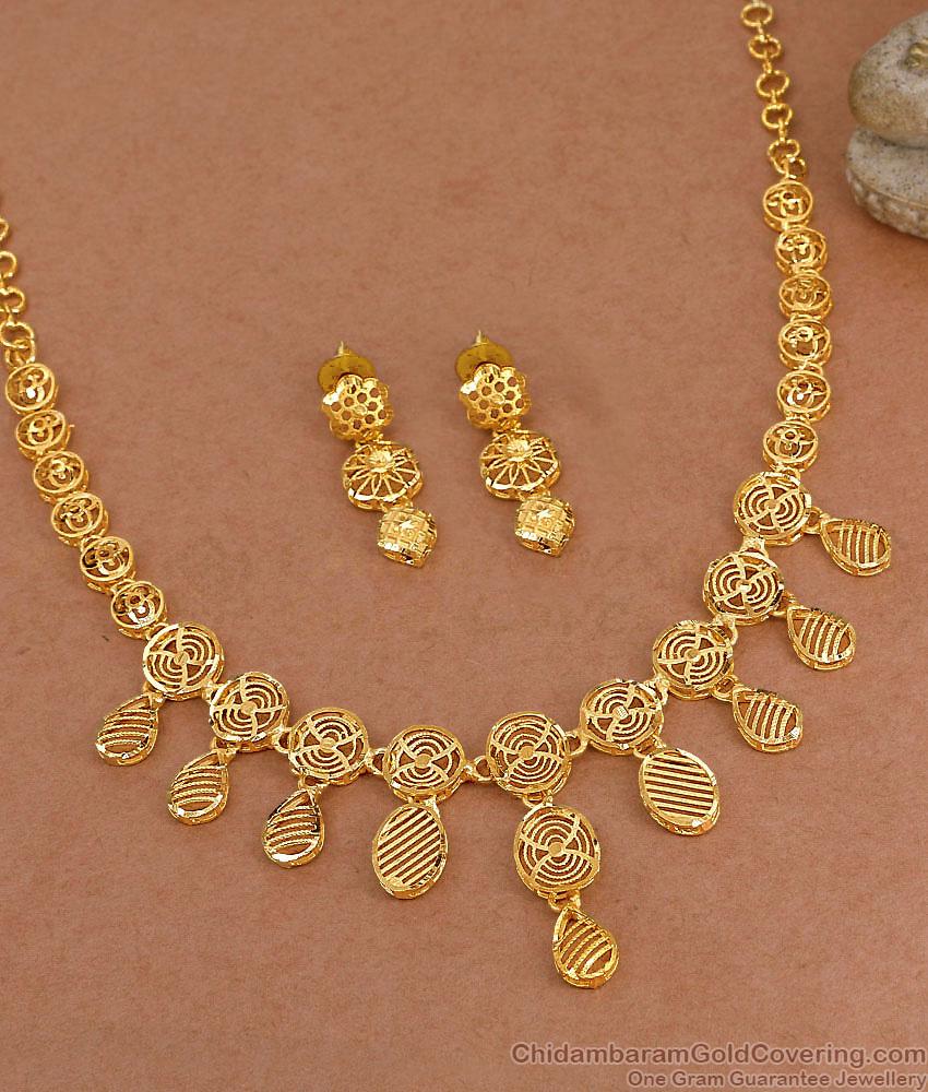 Real Gold Look Forming Necklace Design Light Weight Bridal Jewelry NCKN4255
