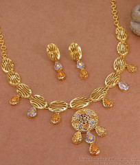 Amethyst Color Shade Forming Gold Necklace Arabic Wedding Jewelry NCKN4256