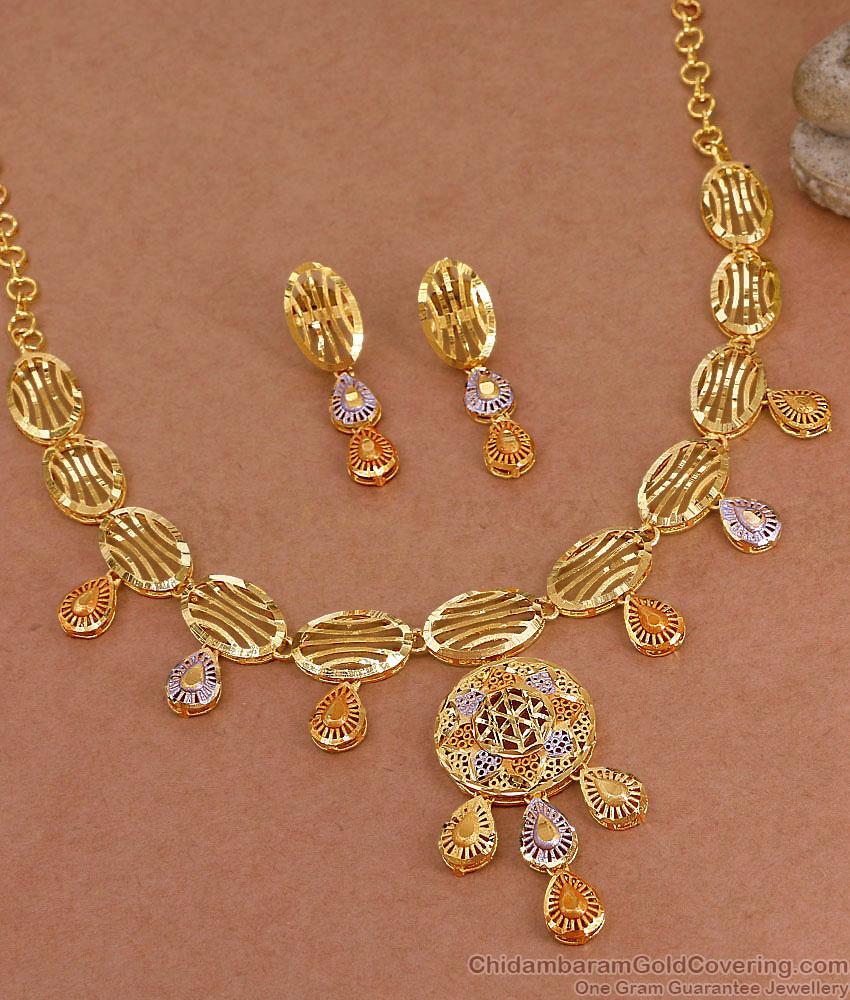 Amethyst Color Shade Forming Gold Necklace Arabic Wedding Jewelry NCKN4256