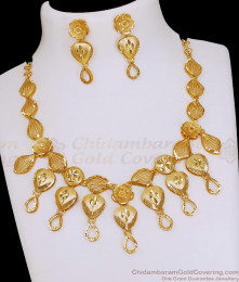 Premium Quality Dubai Gold Bridal Necklace Heart Design Earring Combo Set NCKN4257 Premium Quality Dubai Gold Bridal Necklace Heart Design Earring Combo Set NCKN4257