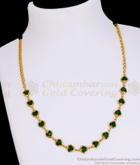 Beautiful Heart Design Emerald Stone Necklace 1 Gram Gold Bridal Jewelry NCKN4259 Beautiful Heart Design Emerald Stone Necklace 1 Gram Gold Bridal Jewelry NCKN4259