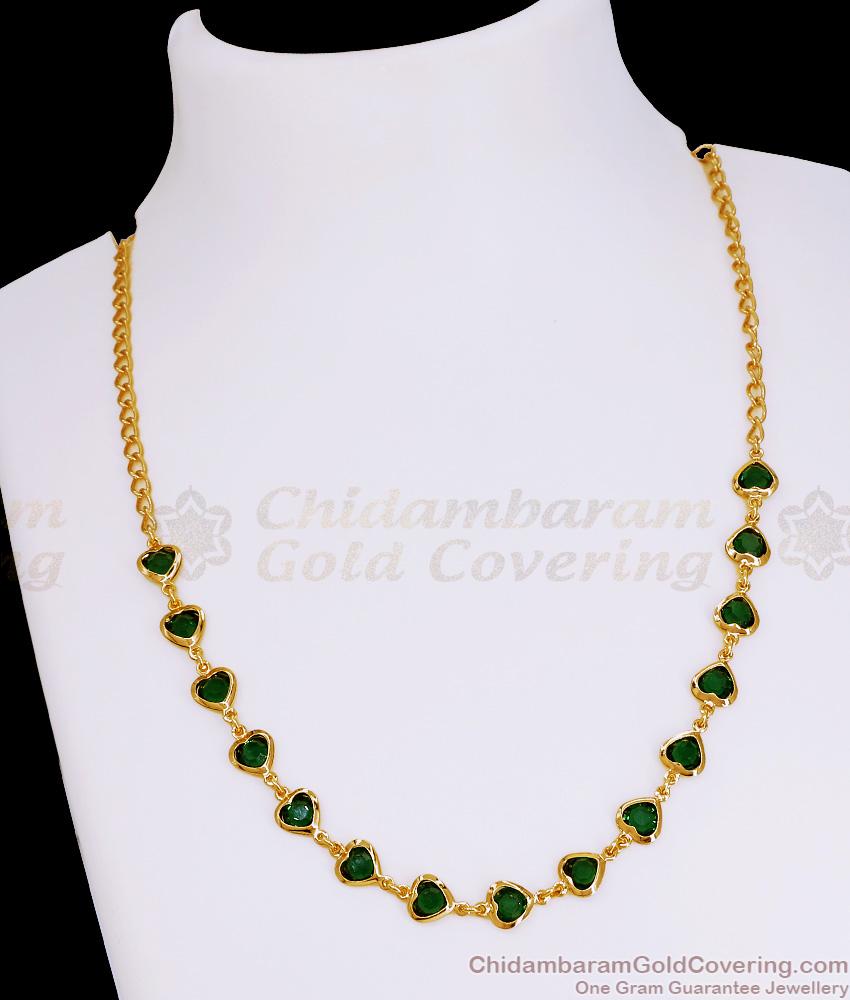 Beautiful Heart Design Emerald Stone Necklace 1 Gram Gold Bridal Jewelry NCKN4259 Beautiful Heart Design Emerald Stone Necklace 1 Gram Gold Bridal Jewelry NCKN4259