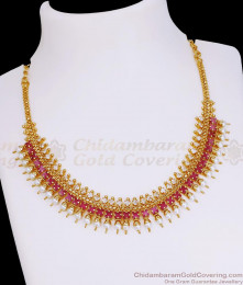 Elegant Ruby Stone Mullaipoo Gold Necklace With Pearl Beads For Wedding NCKN4260 Elegant Ruby Stone Mullaipoo Gold Necklace With Pearl Beads For Wedding NCKN4260