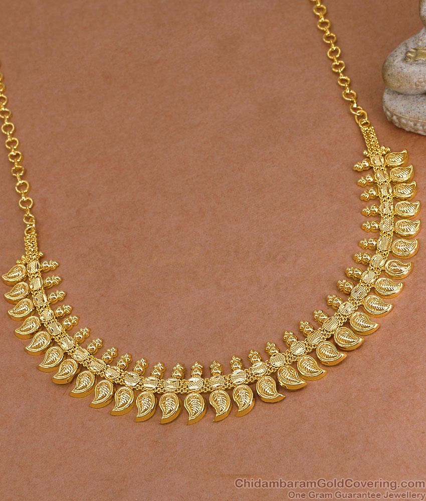 Plain One Gram Gold Mango Necklace Design At Affordable Price NCKN4264