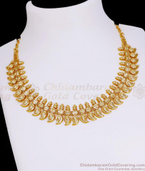 Plain One Gram Gold Mango Necklace Design At Affordable Price NCKN4264