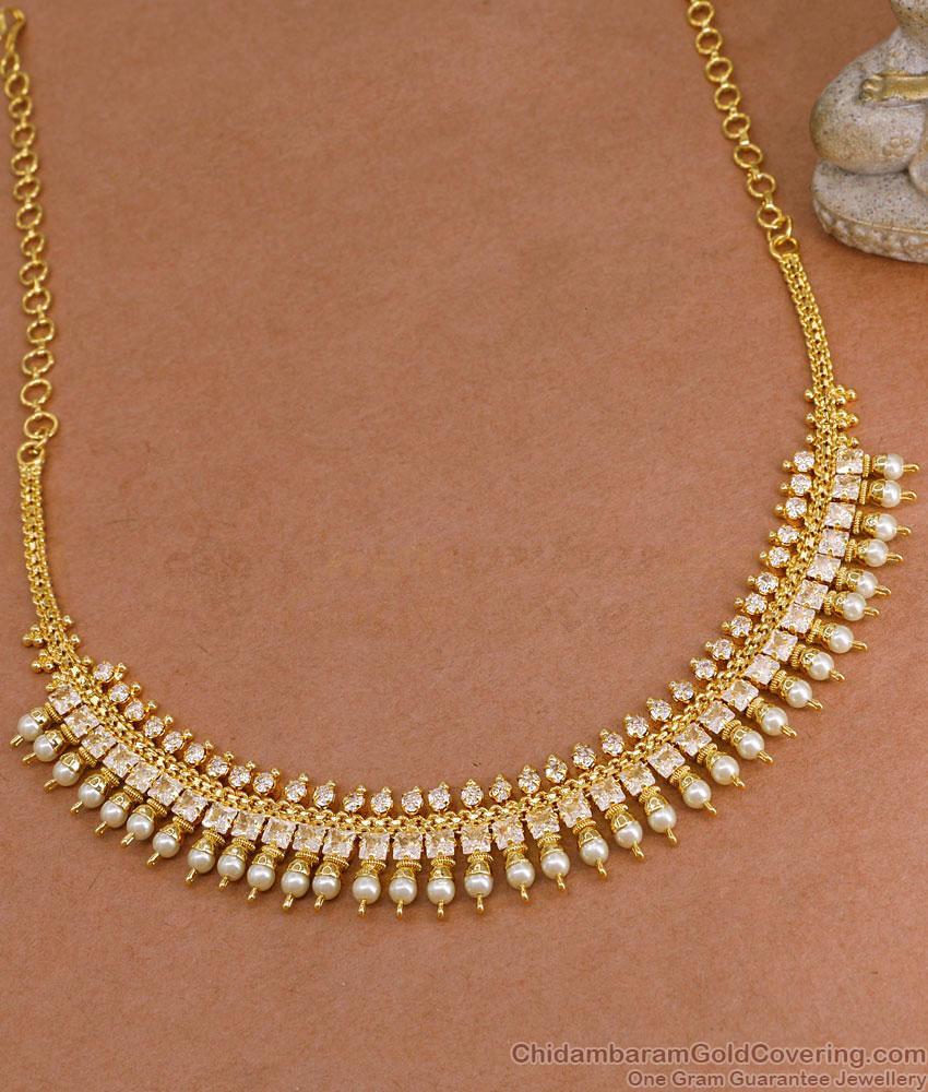Beautiful Pearl Design Gold Plated Kerala Necklace For Wedding NCKN4267 Beautiful Pearl Design Gold Plated Kerala Necklace For Wedding NCKN4267