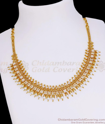 Beautiful Pearl Design Gold Plated Kerala Necklace For Wedding NCKN4267