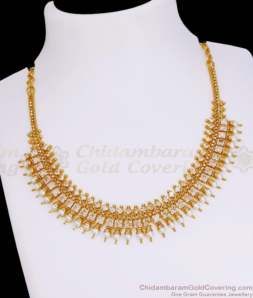 Beautiful Pearl Design Gold Plated Kerala Necklace For Wedding NCKN4267 Beautiful Pearl Design Gold Plated Kerala Necklace For Wedding NCKN4267