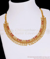 High Quality Micro Gold Polish Necklace Leaf Design With Ruby White Stone NCKN4268