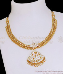 Premium Quality Impon White Stone Peacock Attigai Necklace 5 Metal Jewelry NCKN4272 Premium Quality Impon White Stone Peacock Attigai Necklace 5 Metal Jewelry NCKN4272