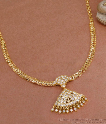 Light Weight Aympon White Stone Necklace For Women Bridal Wear NCKN4273