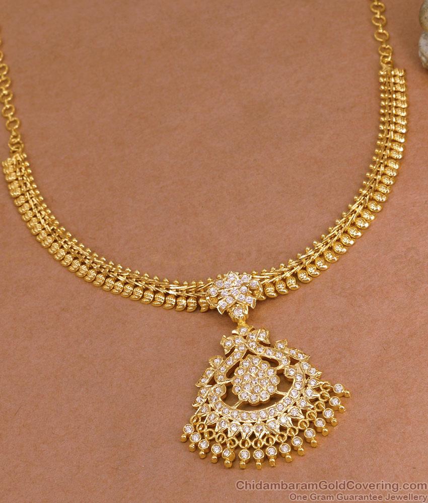 High Quality Impon Peacock Pendant Mango Necklace Design For Women Bridal Wear NCKN4276