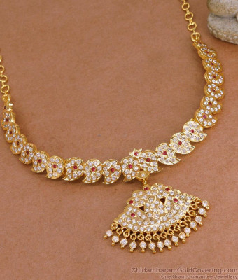 Grand Bridal Wear Impon Mango Choker Necklace Design With Gati Stone NCKN4277
