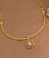 Light Weight Ruby White Stone Pendant Gold Plated Close Necklace Design NCKN4279