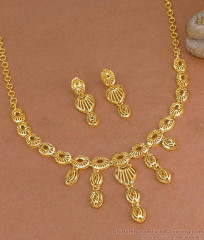 Light Weight 2 Gram Gold Necklace Dubai Gold Wedding Jewelry Collection NCKN4280