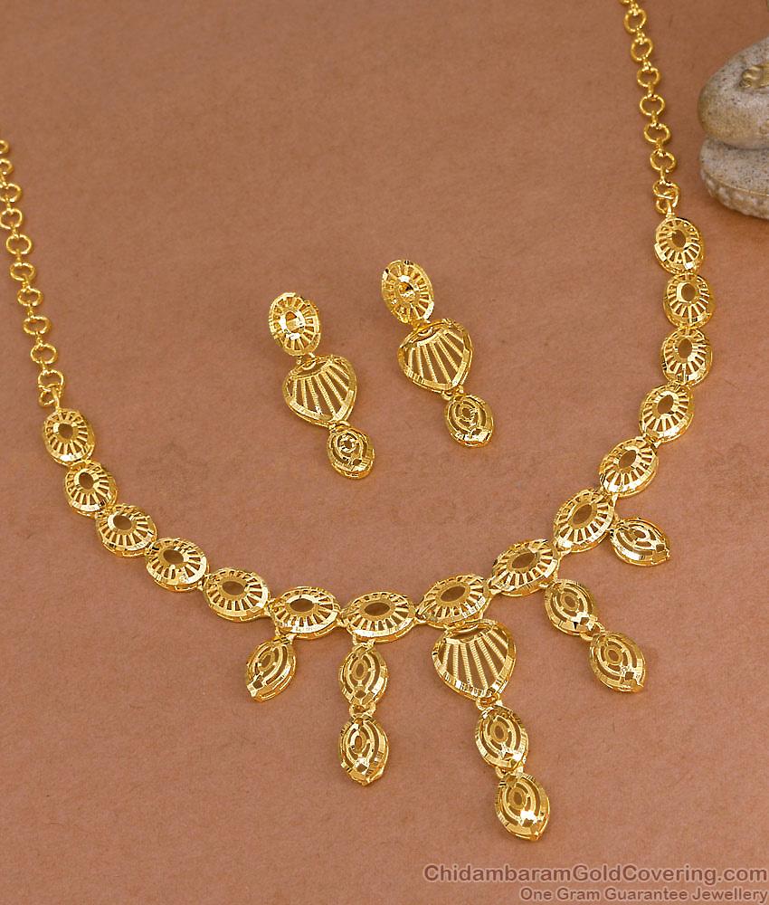 Light Weight 2 Gram Gold Necklace Dubai Gold Wedding Jewelry Collection NCKN4280