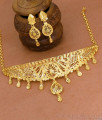Luxurious Bridal Wear Two Gram Gold Choker Necklace With Earrings NCKN4284