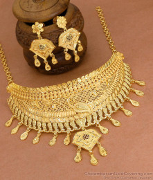 Beautiful Peacock Design Two Gram Gold Choker Necklace For Brides NCKN4287