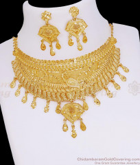 Beautiful Peacock Design Two Gram Gold Choker Necklace For Brides NCKN4287 Beautiful Peacock Design Two Gram Gold Choker Necklace For Brides NCKN4287