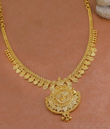 Beautiful Floral Design Gold Imitation Necklace With Heart Charms NCKN4289
