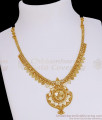 Beautiful Floral Design Gold Imitation Necklace With Heart Charms NCKN4289