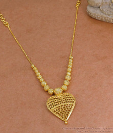Light Weight One Gram Gold Beaded Necklace Heart Pendant Design NCKN4297