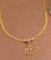 Stylish Ruby Stone Impon Attigai Gold Polish Pearl Jewelry For Brides NCKN4305
