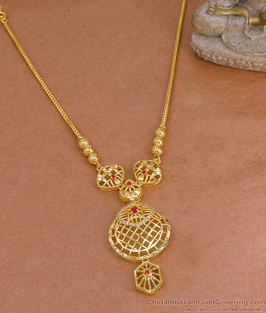 Light Weight  Micro Gold Plated Necklace With Ad Stones NCKN4307