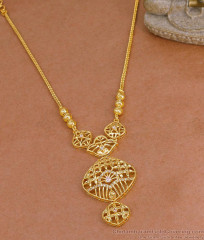 Latest Party Wear Gold Imitation Necklace With White Stones NCKN4310