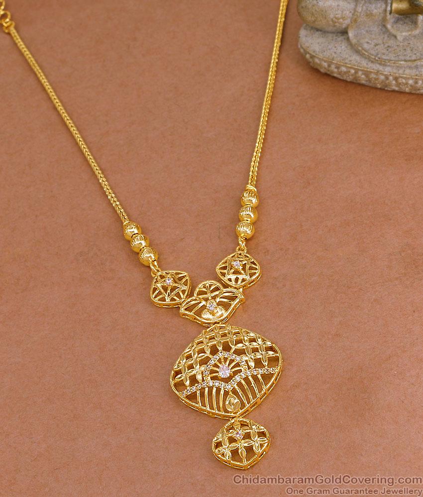 Latest Party Wear Gold Imitation Necklace With White Stones NCKN4310