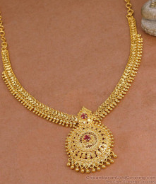 Elegant Ruby Stone Kerala Bridal Gold Imitation Necklace Online NCKN4314 Elegant Ruby Stone Kerala Bridal Gold Imitation Necklace Online NCKN4314