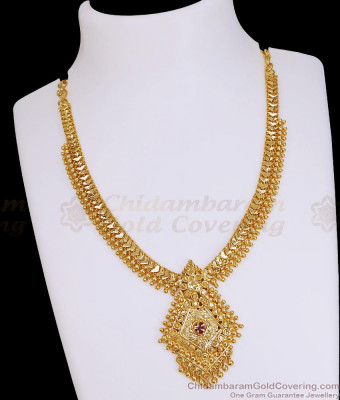 Attractive Ruby Stone Gold Imitation Bridal Necklace Shop Online NCKN4316