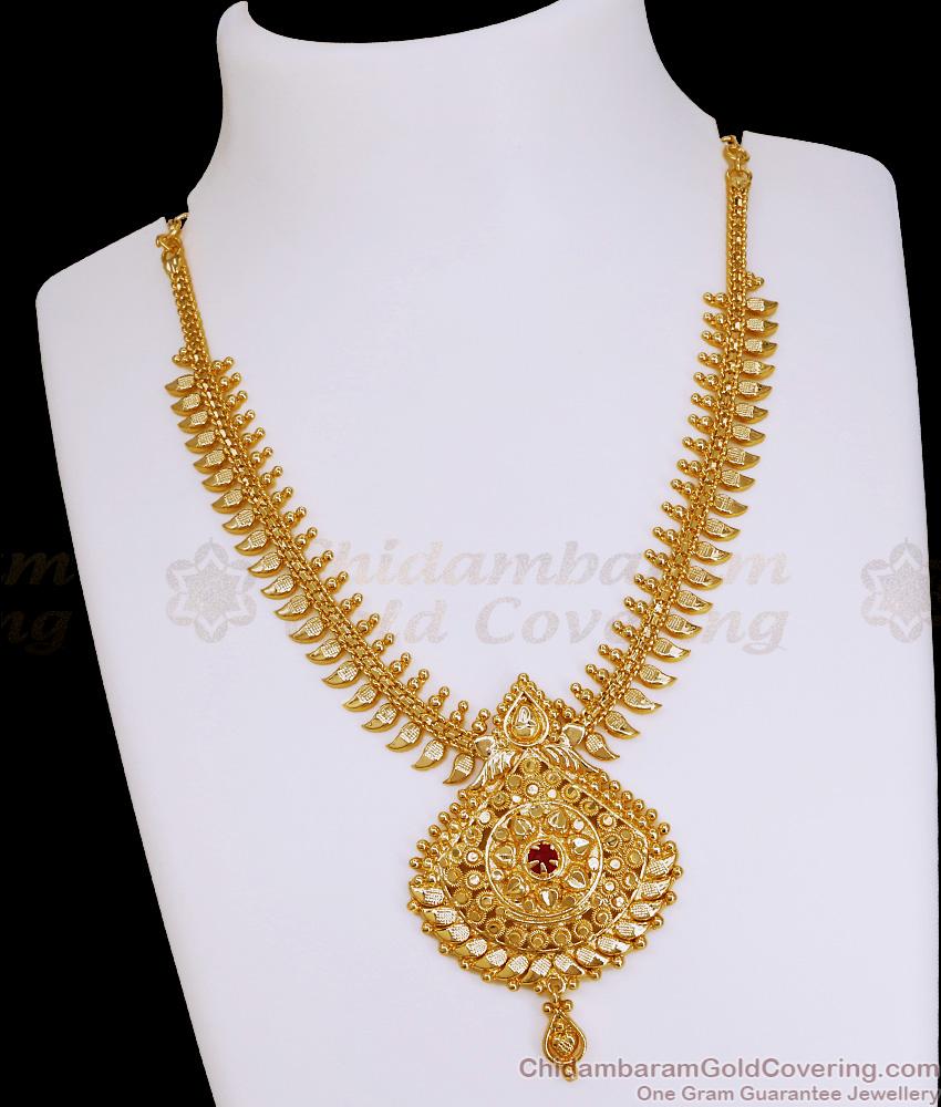 Single Ruby Stone Gold Imitation Mullaipoo Necklace For Function NCKN4317 Single Ruby Stone Gold Imitation Mullaipoo Necklace For Function NCKN4317