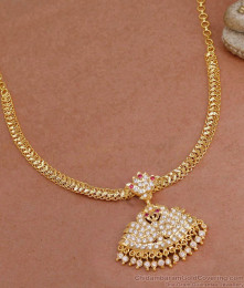 Beautiful Ruby White Stone Swan Pendant Impon Necklace Collections NCKN4322