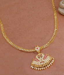 South Indian Bridal Wear Impon Stone Attigai Dual Swan Design NCKN4323