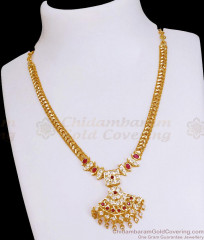 Latest Ruby White Stone Impon Attigai Bridal Necklace Collections NCKN4328