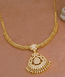 Full White Stone Peacock Design Impon Attigai For Women Marriage NCKN4329