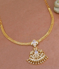 Premium Look White Stone Impon Gold Plated Necklace Bridal Wear NCKN4330