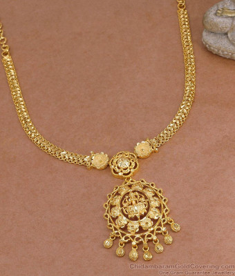Premium Quality One Gram Gold Necklace Lakshmi Design For Brides NCKN4332
