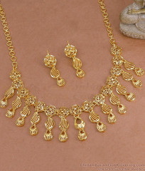 Beautiful Two Gram Gold Arabic Necklace Combo Set Bridal Jewelry NCKN4333