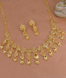 Beautiful Two Gram Gold Arabic Necklace Combo Set Bridal Jewelry NCKN4333
