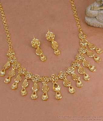 Beautiful Two Gram Gold Arabic Necklace Combo Set Bridal Jewelry NCKN4333