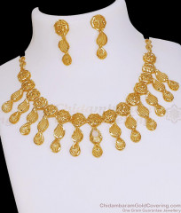 Beautiful Two Gram Gold Arabic Necklace Combo Set Bridal Jewelry NCKN4333