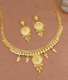 Stylish Dubai Gold Heart Design Forming Necklace With Earrings For Wedding NCKN4334
