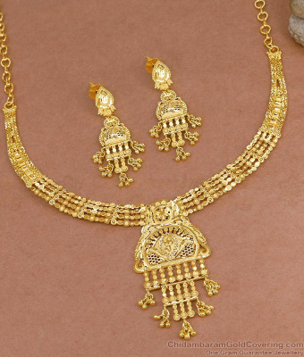 Premium Two Gram Gold Turkish Bridal Necklace Collections Online NCKN4335