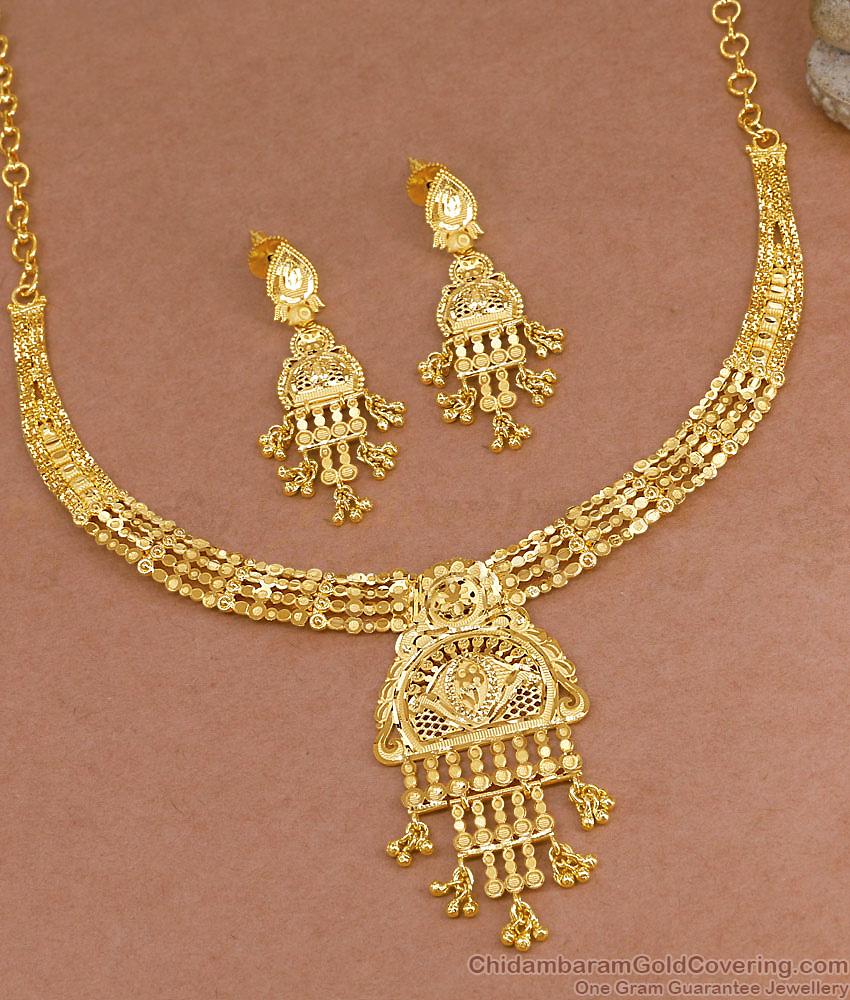 Premium Two Gram Gold Turkish Bridal Necklace Collections Online NCKN4335 Premium Two Gram Gold Turkish Bridal Necklace Collections Online NCKN4335