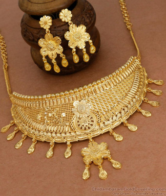 New Arrival Forming Gold Choker Necklace Bridal Collections With Earring NCKN4338