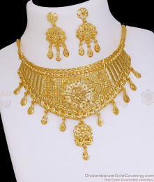 Beautiful Flower Design Forming Gold Choker Necklace For Women Wedding NCKN4341