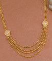 Latest Double Side White Stone Pendant Necklace 4 Line Golden Beads Design NCKN4342